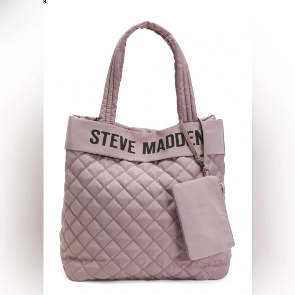 Steve Madden BPONCE Shroom Large Quilted Tote With Matching Wristlet NWTS